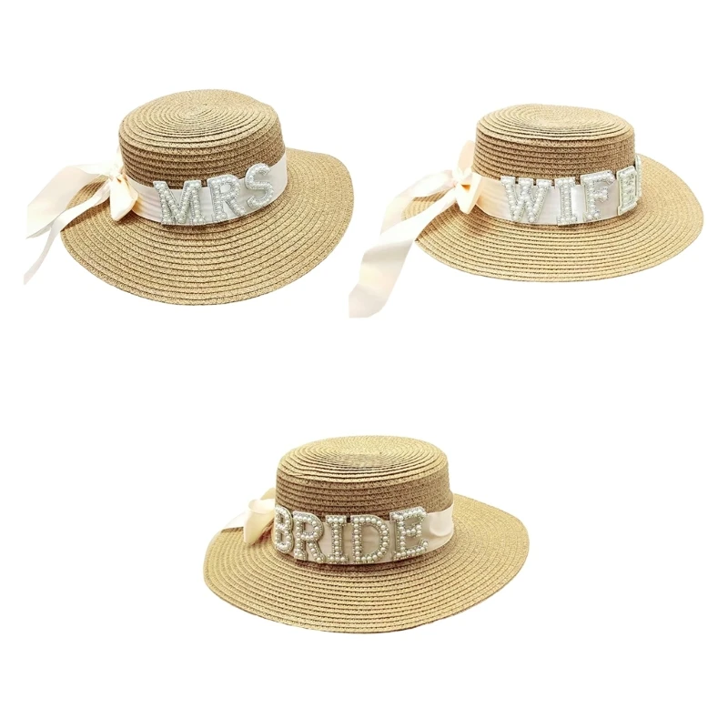 

Bride Straw Hat for Women Sun Hat Breathable Wedding Party BeachBonnet Drop shipping