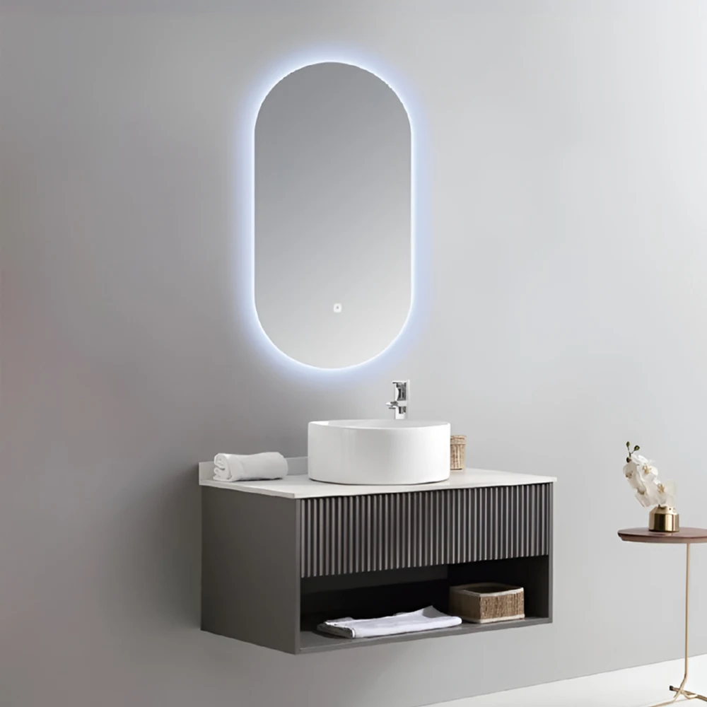 

Luxury Modern Design Wall-Mounted LED Mirror Vanity Cabinet European Water-Resistant For Hotel Bathroom Use Cheap European Wash