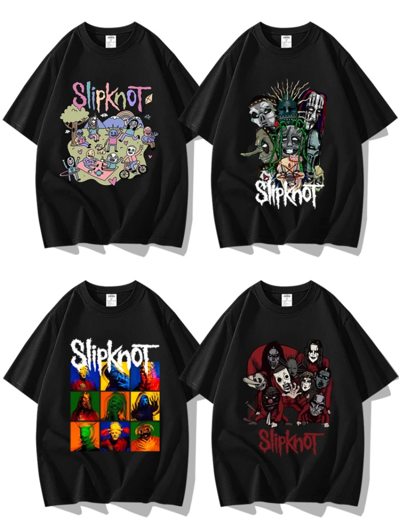 Vintage Slipknots Prepare for Hell Tour Black T-shirt Heavy Metal Rock Band Men Women's Hip Hop Aesthetic Graphic Tshirts Y2k