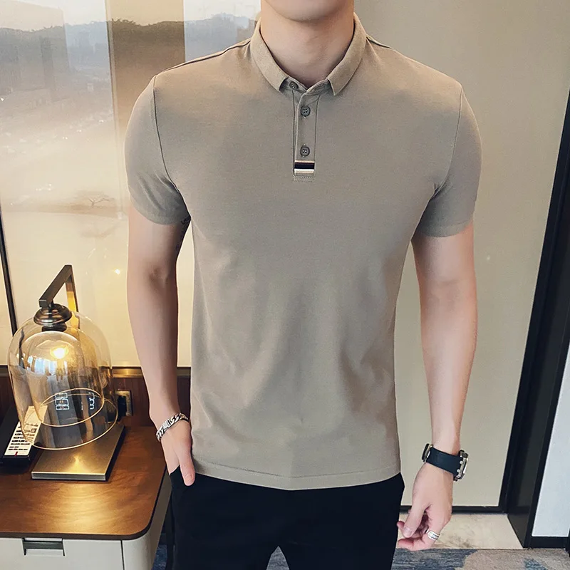 2023 Top Quality New Solid Color Men Polos Shirts Cotton Short Sleeve Casual Polo Shirt Hommes Fashion Summer Lapel Male Tees