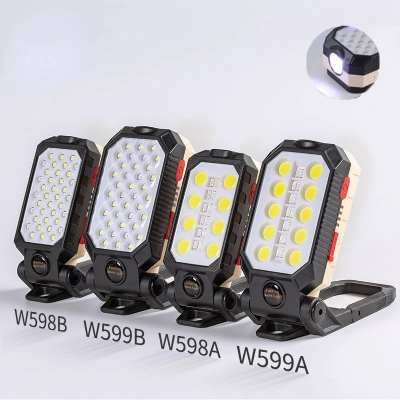 Super bright COB work light USB charging LED with magnet hook anti-fall power display flashing emergency car maintenance light