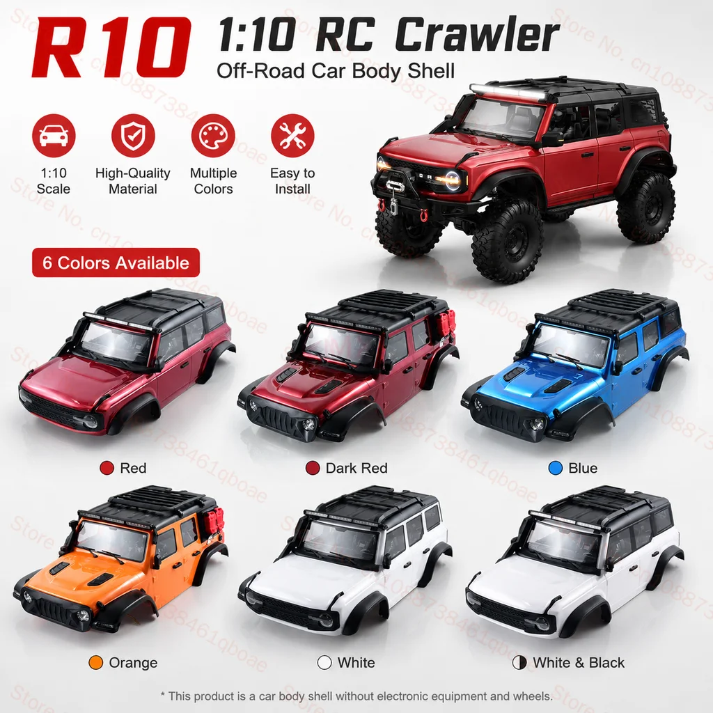 Huangbo 1:10 Wrangler R10 series Remote control climbing off-road vehicle original factory finished product shell bare shell Rc
