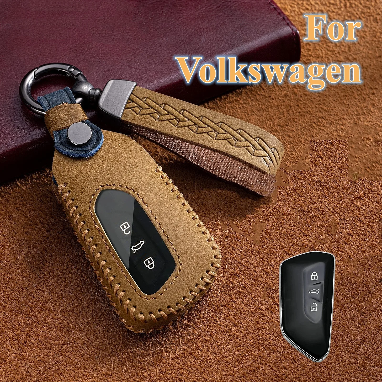 

Leather Car Key Cover For VW Volkswagen Golf 8 MK8 ID.3/4 Cupra Skoda Octavia A8 SEAT Leon MK4 2020 2021 Formentor Tarraco