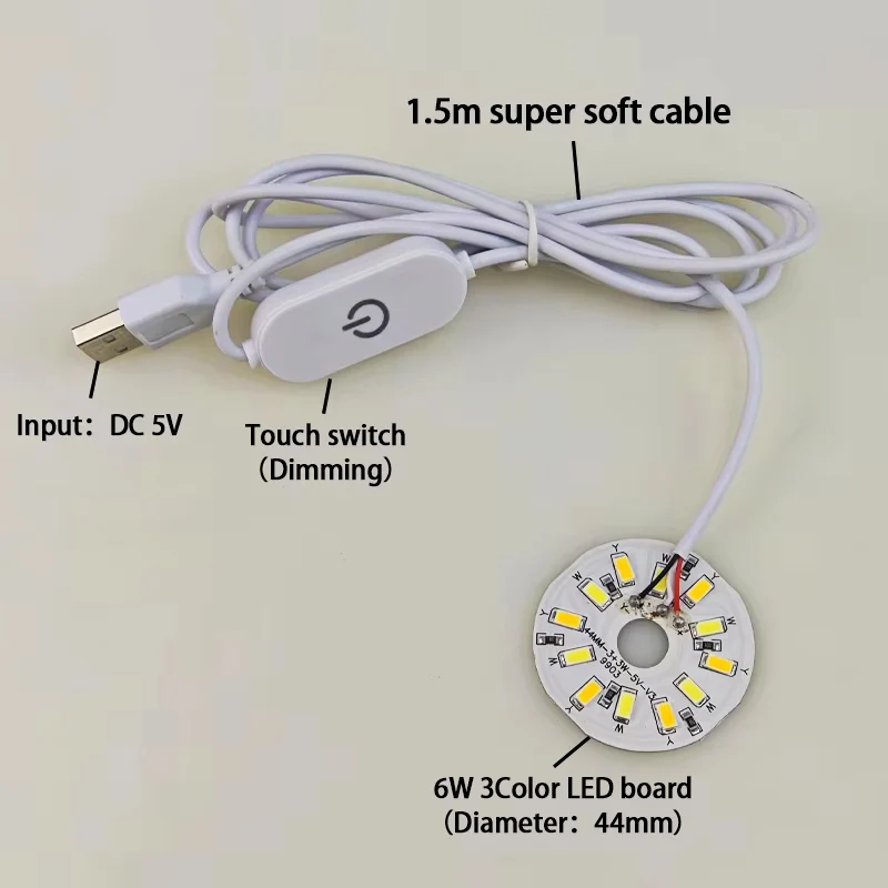 

1.5M Line Length DC 5V USB LED Lights 3 Colors 3W 10W Desk Book Lamp With Touch Switch Dimmable Bedroom Reading USB Night Light