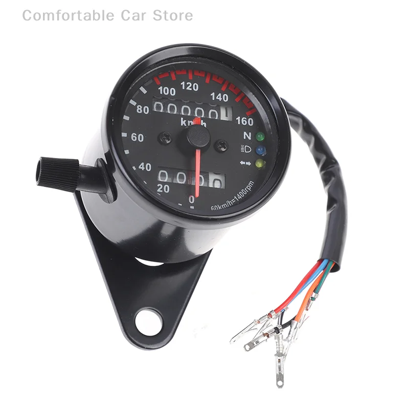 Universal 1pc tragbar. Schwarzes Motorrad Doppel tachometer Kilometer zähler 12V Moto mit LED-Anzeige – Detail 5