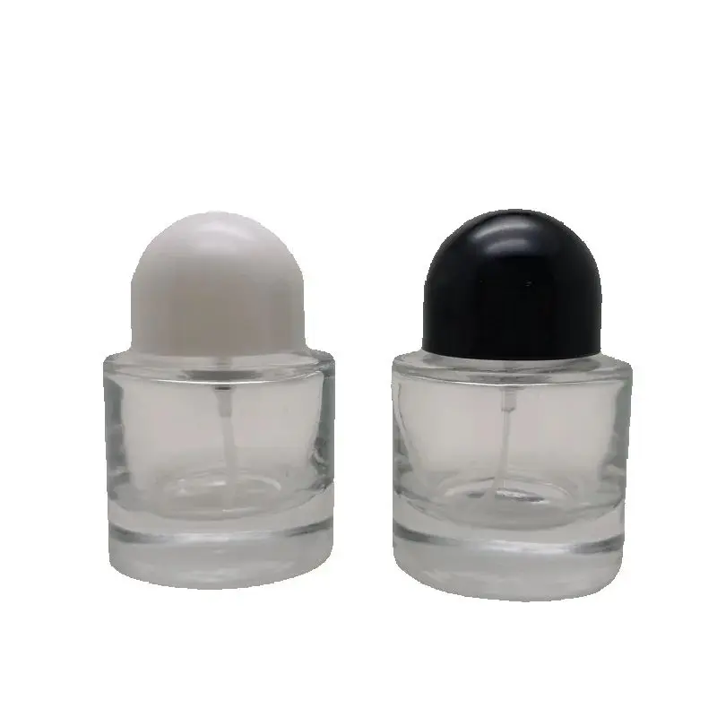 10pcs Empty Perfume Atomizer Round White Black Refillable Perfume Spray Pump Bottle Cosmetic Container 30ml Glass Perfume Bottle