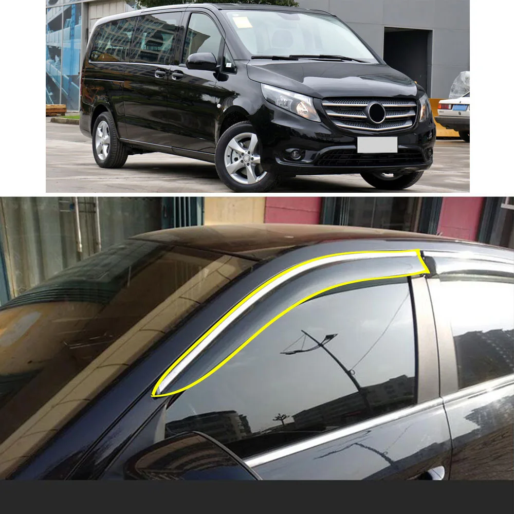 

Car Sticker Plastic Window Glass Wind Visor Rain/Sun Guard Vent For Mercedes Benz Vito W447 2010 2011 2012 2013-2015 2016-2020