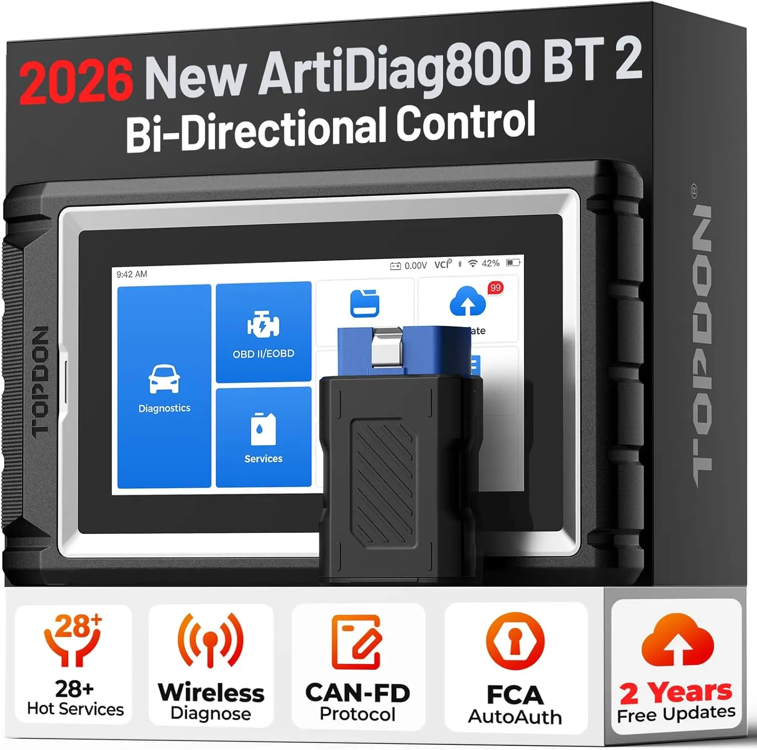 

AD800BT 2 OBD2 Scanner, 2026 Bidirectional Scan Tool, Function as AD900 Lite AD Pro, All System Automotive Diagnostic Scanner, A