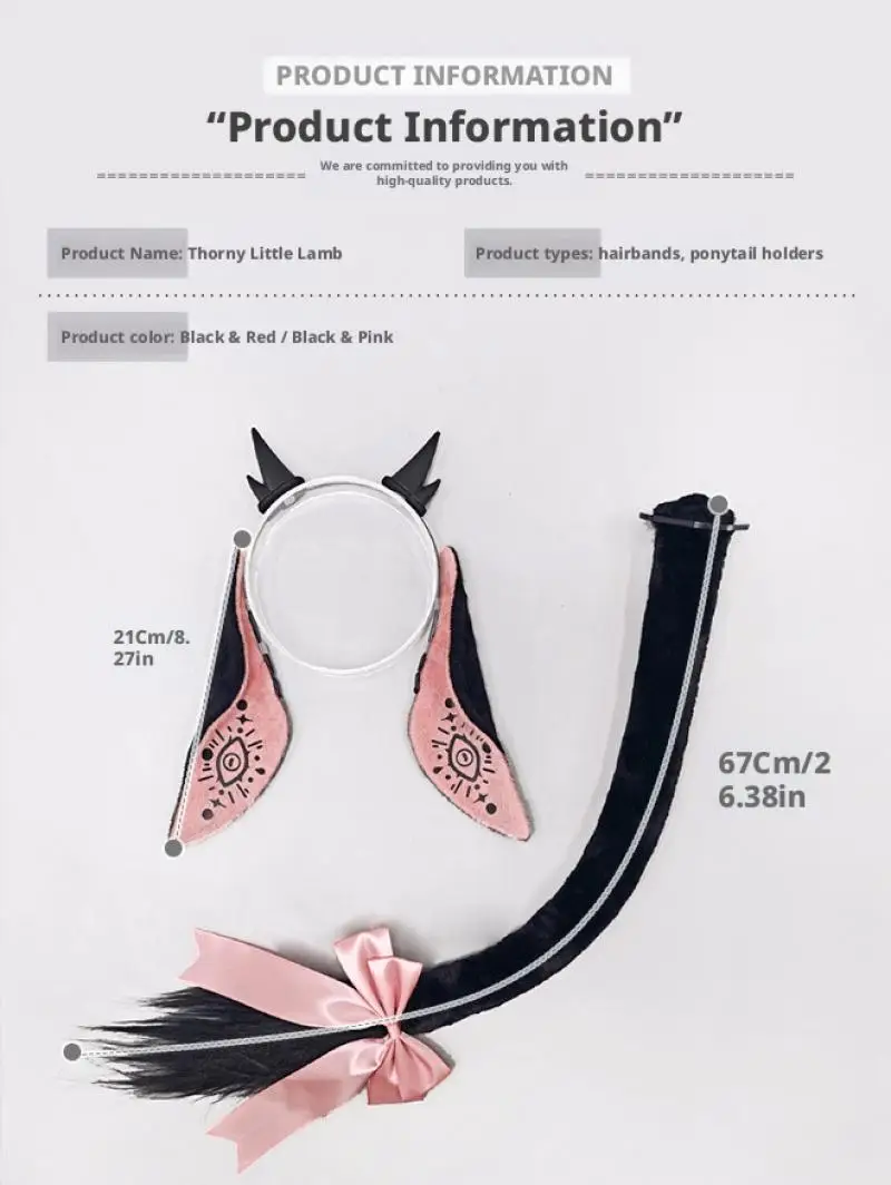 Halloween-Teufelsohren-Stirnband, Cosplay-Artikel für den Teufel auf der Comic-Ausstellung, Sets mit dunklen Schafsohren und Schafschwanz, Kostüm-Requisiten. – Detail 3