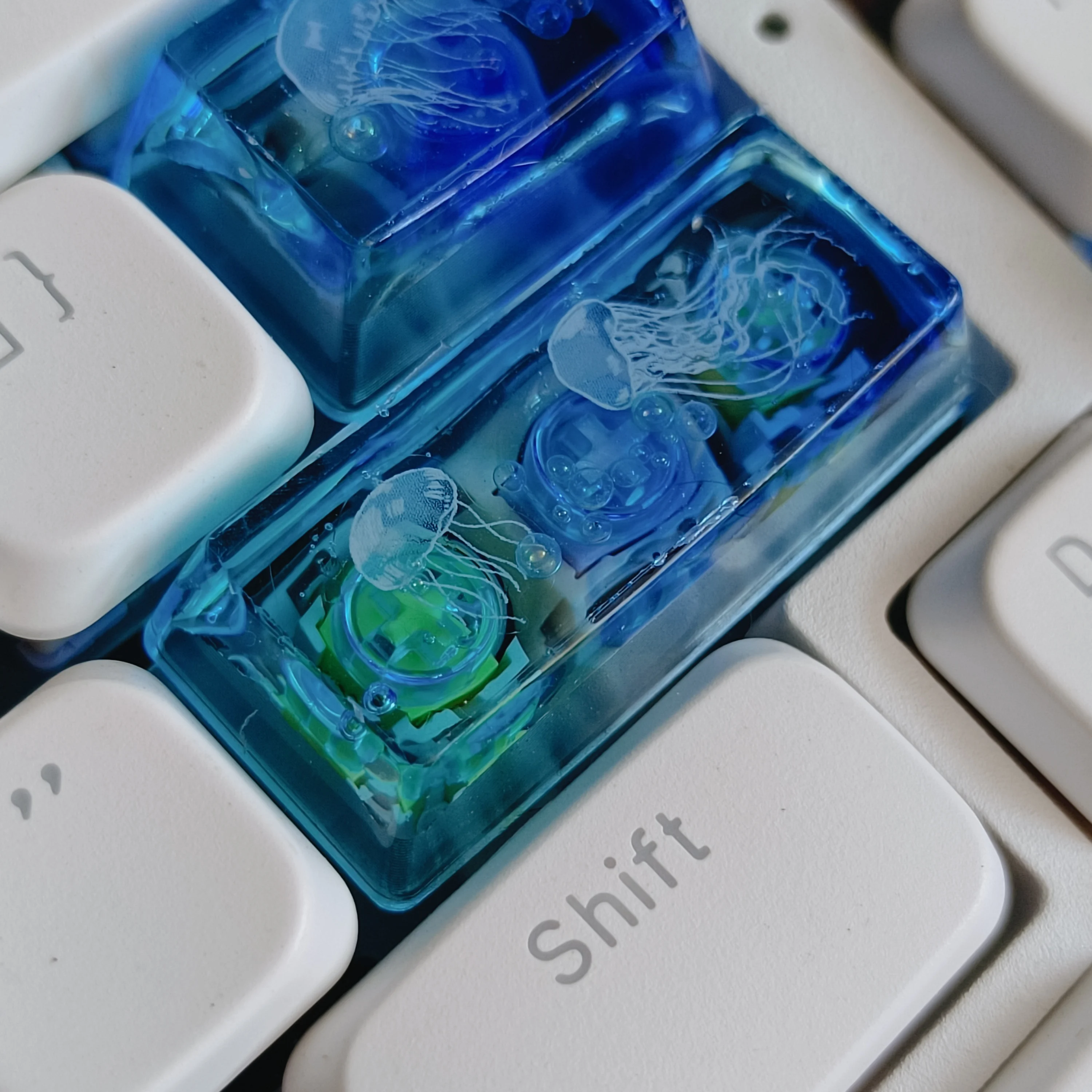 

Marine Jellyfish Theme Keycaps Set Resin 1.5u 1.75u 1.25u Custom Original Handmade Keycaps for Mechanical Keyboard Accessories