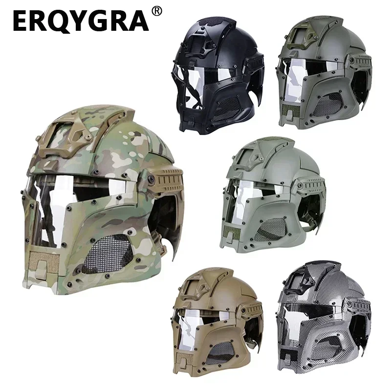 ERQYGRA Helmet Medieval Iron Paintball Wargame Tactical Airsoft Gear Hunting Outdoor Sports Shooting Protect Shooting Equipment