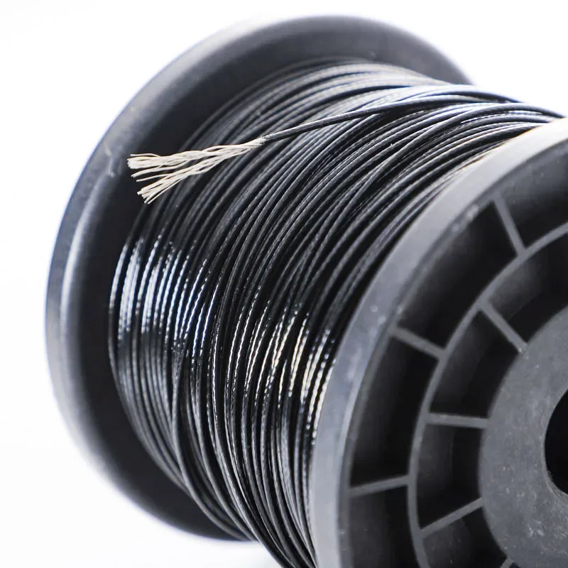 HQ PV01 0.38MM-6MM Diameter After Black PVC Plastic Coating Flexible 304 Stainless Steel Wire Rope Cable image 2