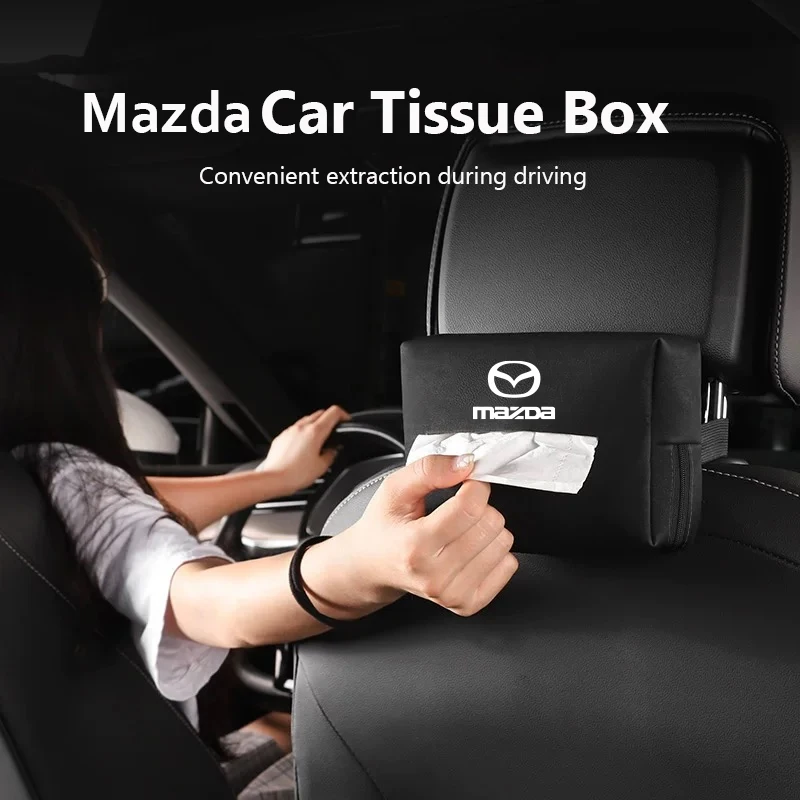 Car Tissue Organizer Bag Paper Towel Storage Box Accessories For Mazda 2 3 6 5 Atenza CX3 CX5 MX5 CX7 Axela CX30 CX90 CX60 CX50