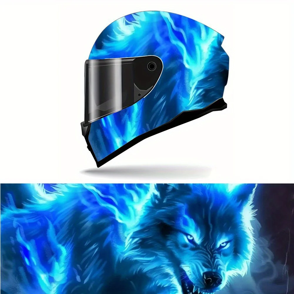 

Fierce Lightning Wolf Motorcycle Helmet Sticker - Waterproof and Scratch Resistant, Self-adhesive Pattern, Glossy Surface, Recta