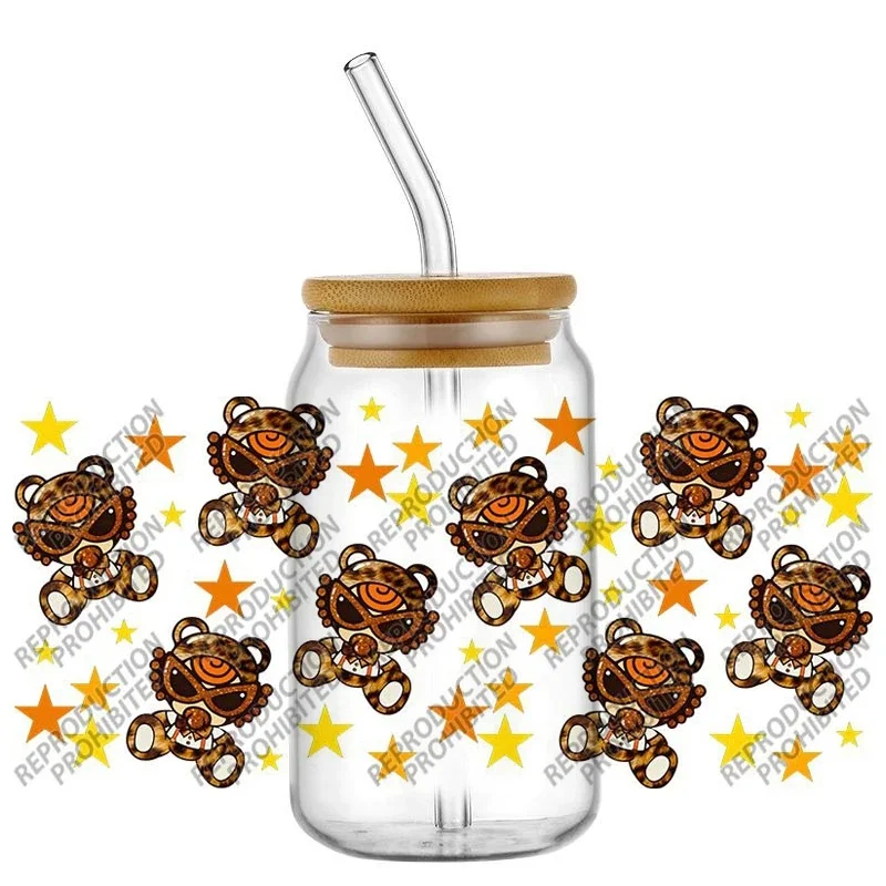 16oz Popular Mini Baby Print UV DTF Cup Wraps, Waterproof Adhesive DIY Transfer Decals for Libbey Glass Can, Cup Not Included