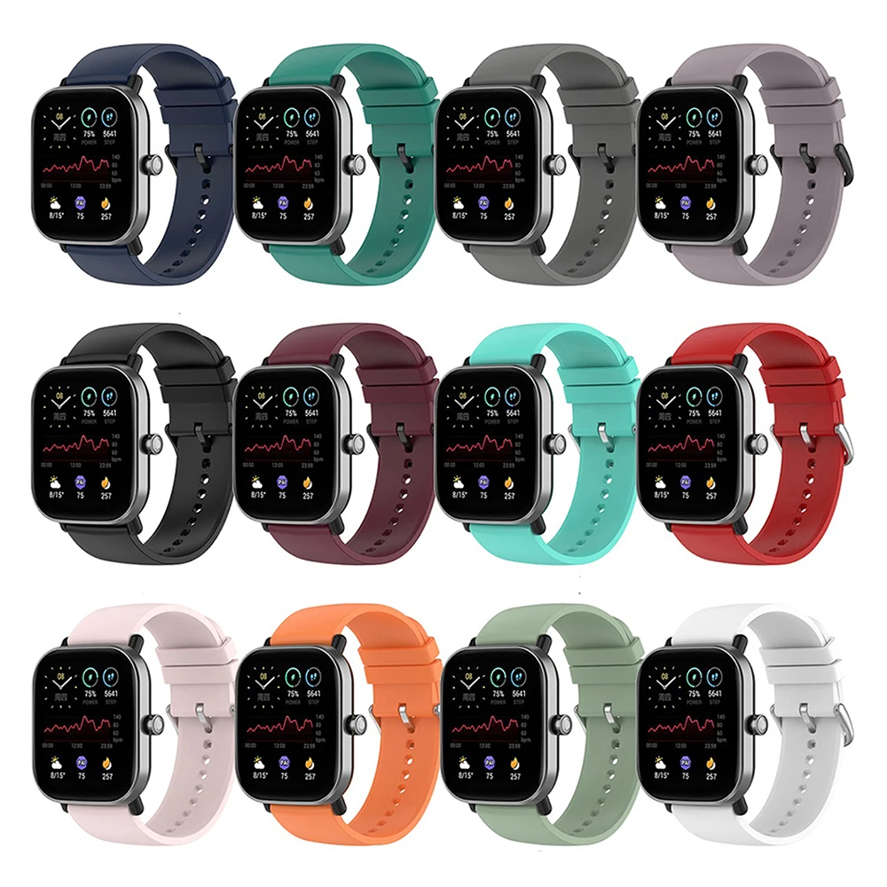 20 مللي متر 22 مللي متر سيليكون حزام ل Huami Amazfit GTS 4/2 Mini GTS 3 GTR 4 3 2 استبدال حزام (استيك) ساعة ل Amazfit Bip/Amazfit نشط