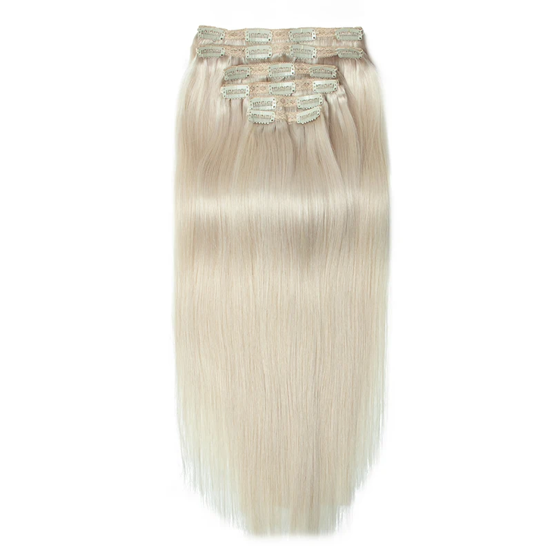 

Blonde 60 Clip in Hair Extensions Human Hair Silk Straight Clip in Extension Machine Remy Clip on Hair Extension 16-24" Clip Ins