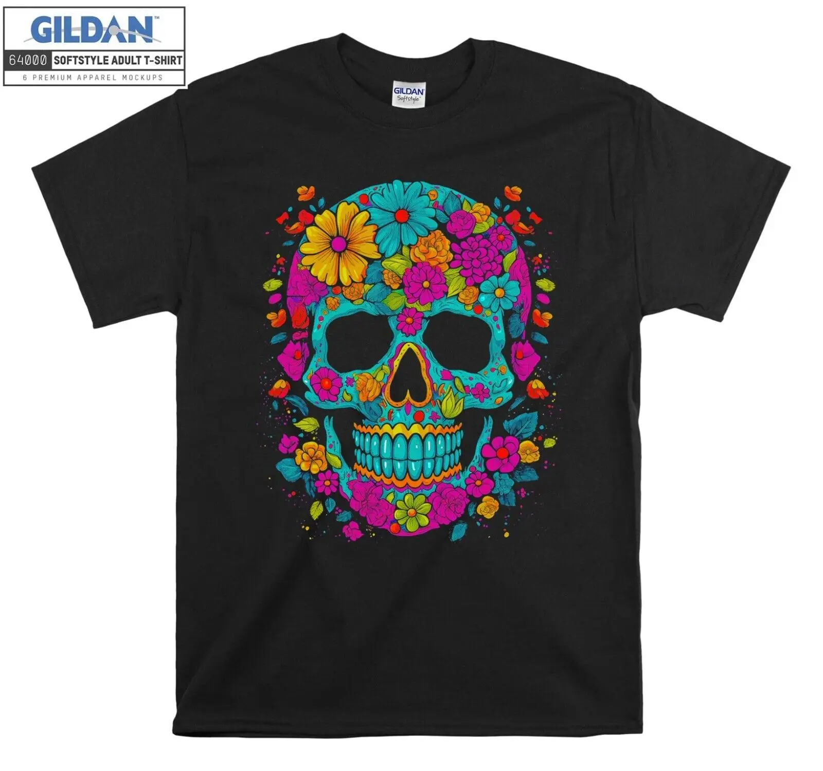 Rose Flowers Skull Bone Head T shirt F106