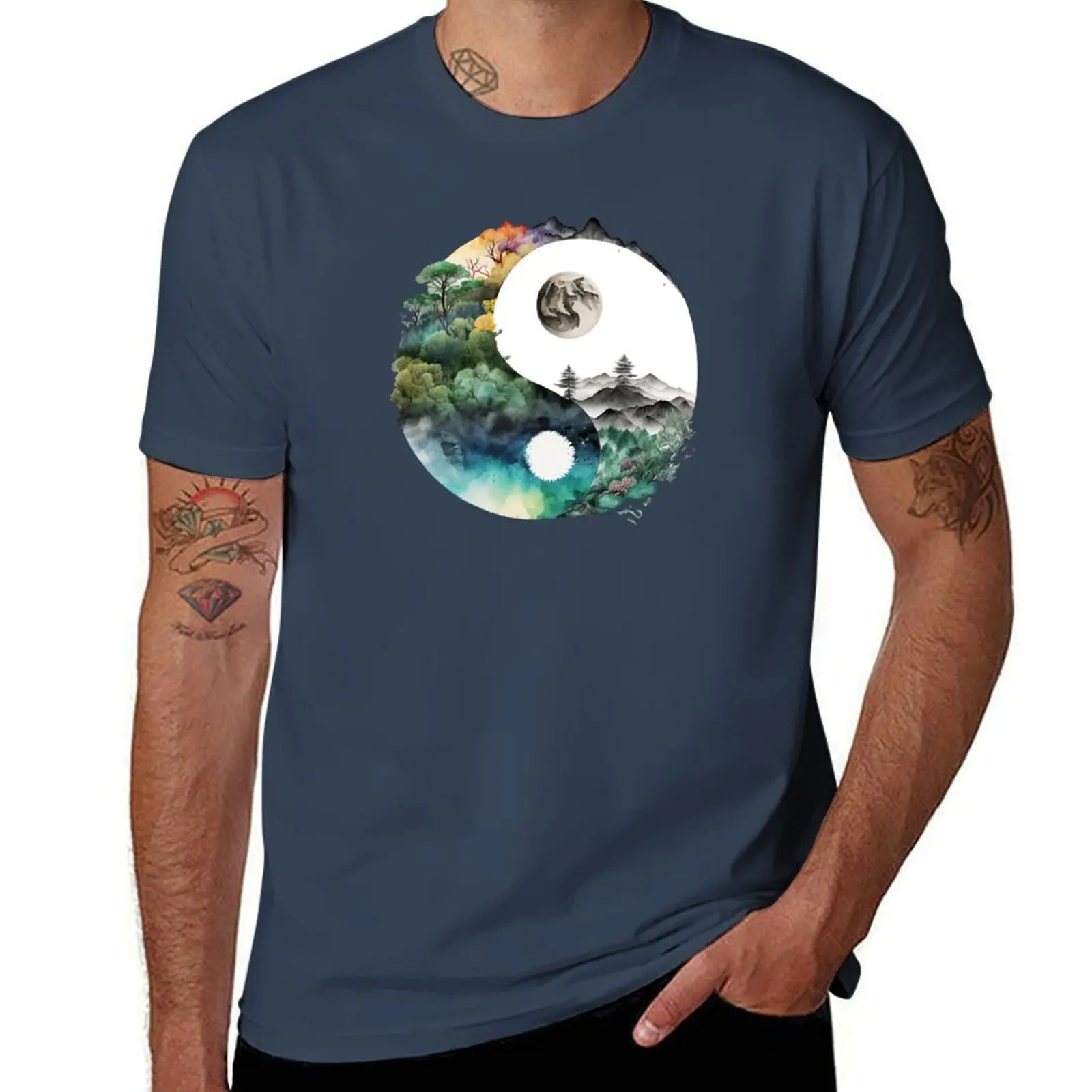 

Yin Yang Landscape T-Shirt Urban Style Print T-Shirt