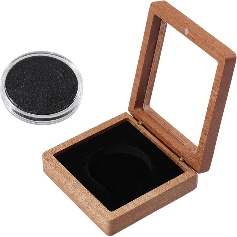 

1PCS Commemorative Coin Badge Box Gift Box Silver Coin Badge Ancient Coin Collection Box Wood Gift Box