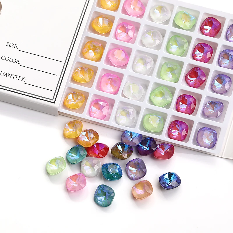 pointback rhinestones cushion stones for clothes jewelry accessories 10pcs shiny cyrstals diy k9 glass gemstons glue rhinestone