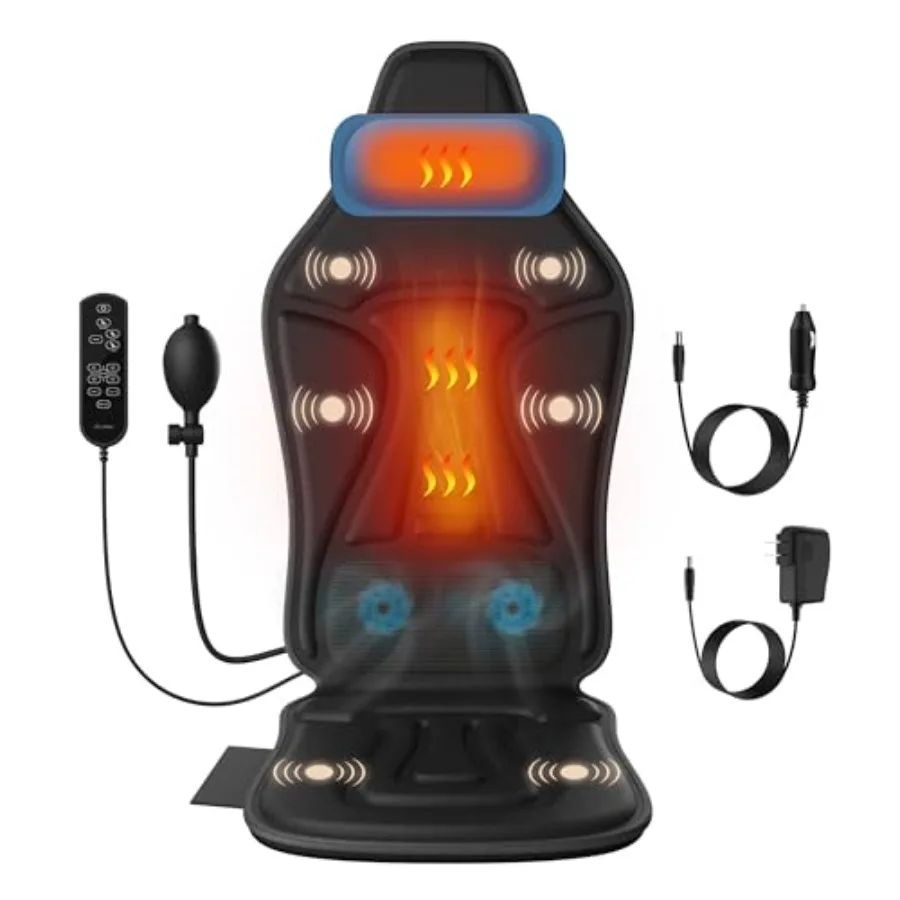 Vibration Back Massager with Heat for Chair Massage Chair Pad with Waist Cooling and Neck Support Seat Massager for Seniors Off