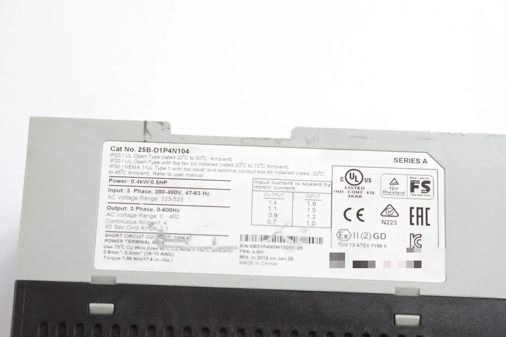 25B-D1P4N104 / 25BD1P4N104 Ser A PowerFlex 525 AC Drive 3-Phase