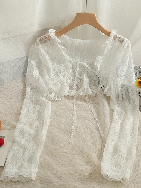 Pure Desire Lace irt ort Sle Women's Summer New Model with ter Dr Outer Covering Coat oulder ort Outerwear