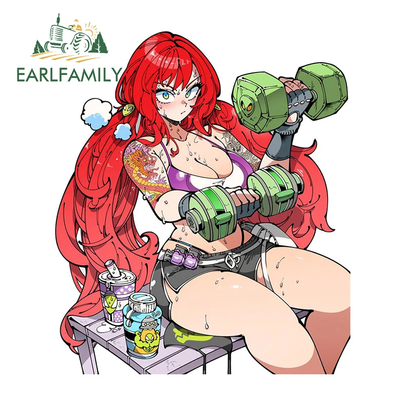 EARLFAMILY 13cm x 11.2cm Elly Breasts Fanart Decal NSFW Boobs Waifu Sports Hentai Car Stickers Succubus Red Hair Graphics