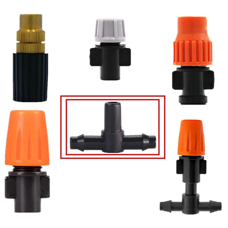 50pcs Garden Sprinkler Device with 1/4" Tee Refraction Type Suspension Irrigation Nozzle Free DIY Automatic Watering System