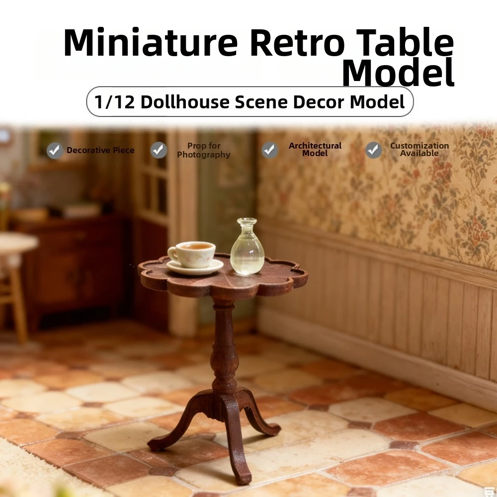 1:12 Vintage Miniature Mini Furniture Multifunction 3Styles Dollhouse Wood Table Outdoor Table Model Toy