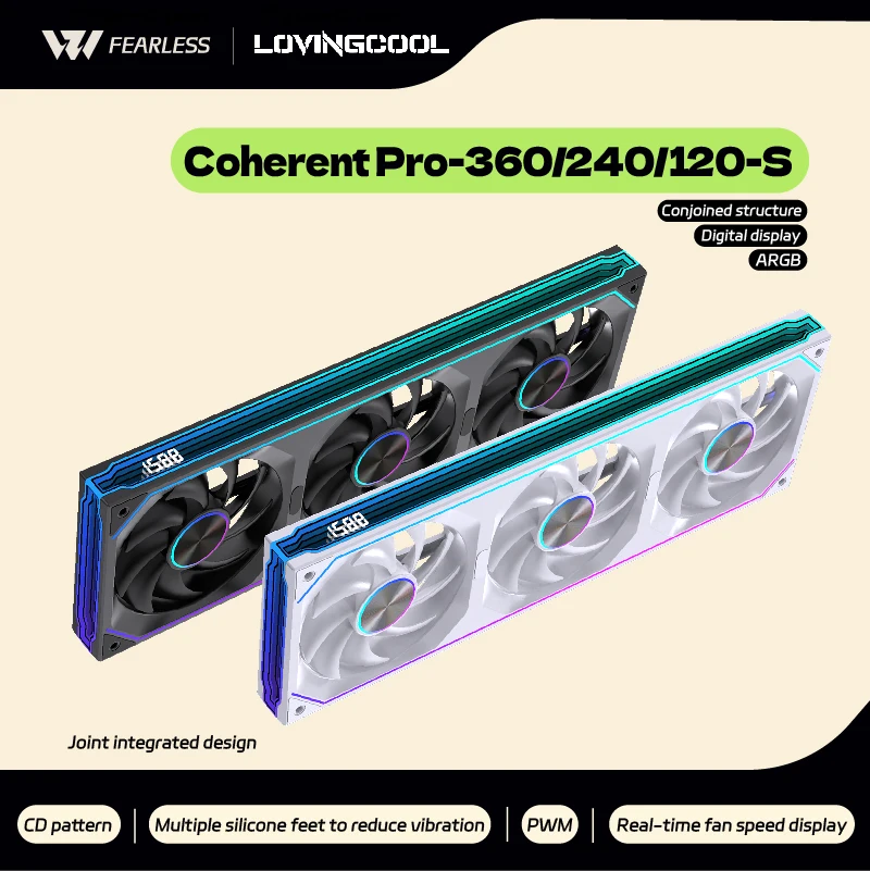 LOVINGCOOL Coherent Pro-360/240/120 ARGB Speed Digital Display PC Fan Computer Siamese Building Block Fan Integration