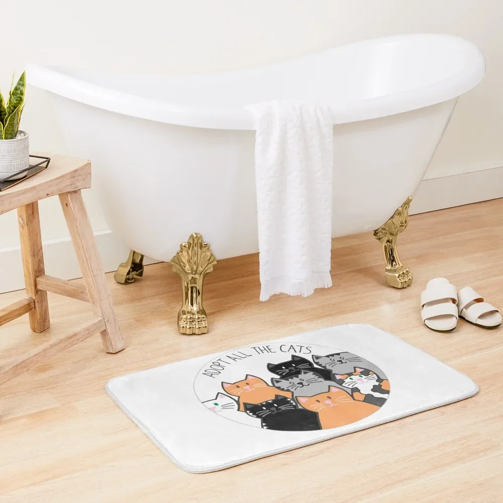 

Adopt All the Cats Bath Mat House Entrance Bathroom Accessory Carpet Rug Mat