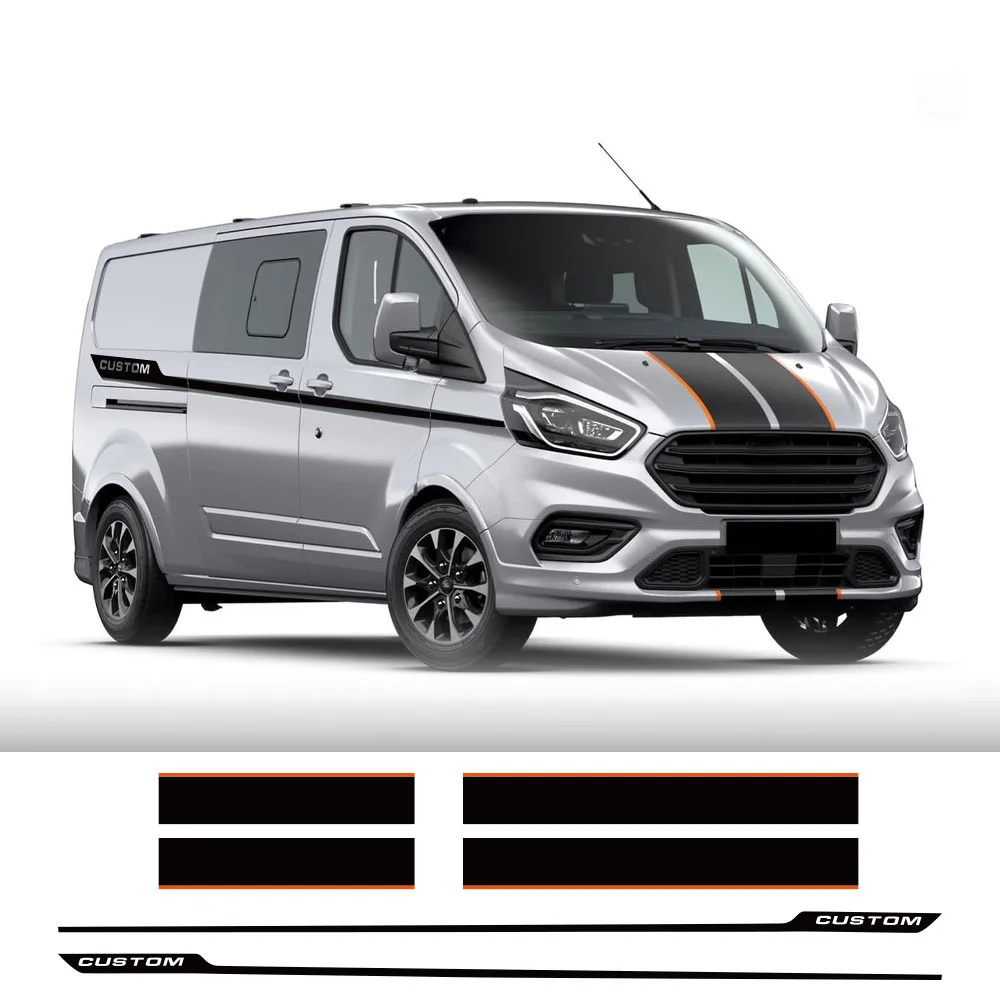 Car Hood Side Rear Door Stickers for Ford Transit Tourneo Custom Camper Van Sport Vinyl Decals Tuning Auto Accessories 6Pcs/Lot