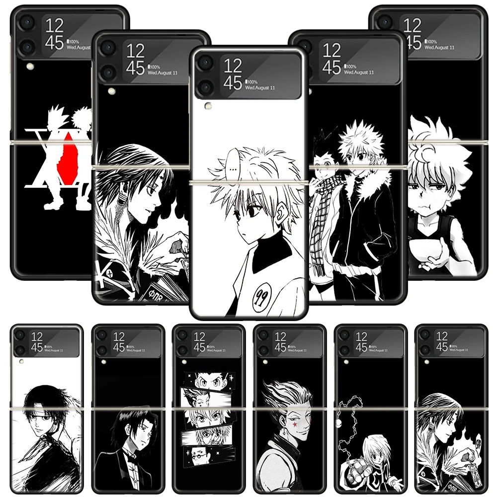 Black White Hunter HXH Phone Case For Samsung Galaxy Z Flip 5 4 3 5G Shockproof Cover For Samsung Z Flip3 Flip4 ZFlip5 Luxury Sh