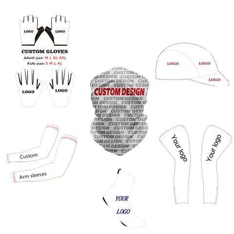 Custom Team Design Half Finger Full Finger Cycling Gloves Personalized Custom ARM and Leg Warmer DIY Cycling Mask Shoes Cover