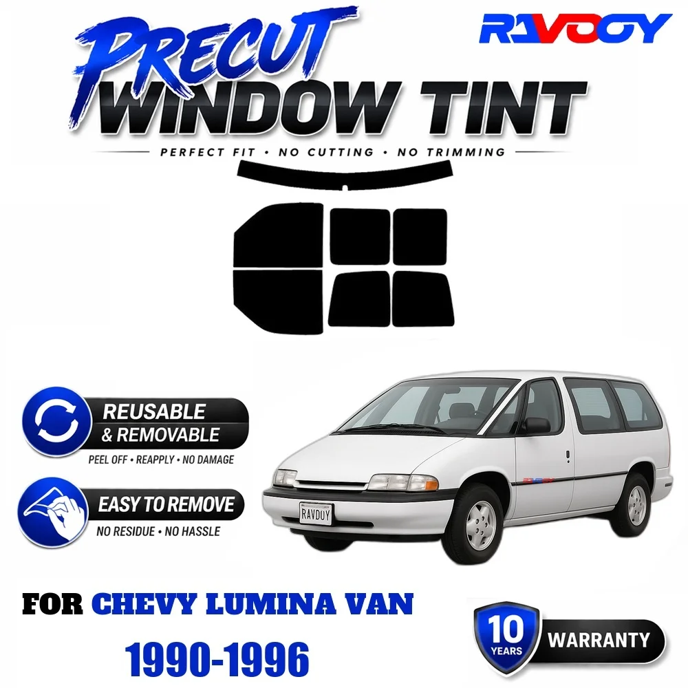 Película de Protección Solar Precortada RAVOOY, Película EPU Reutilizable y Removible, Ajuste Personalizado para Chevy Lumina Van 1990-1996, Protección UV y Contra el Calor