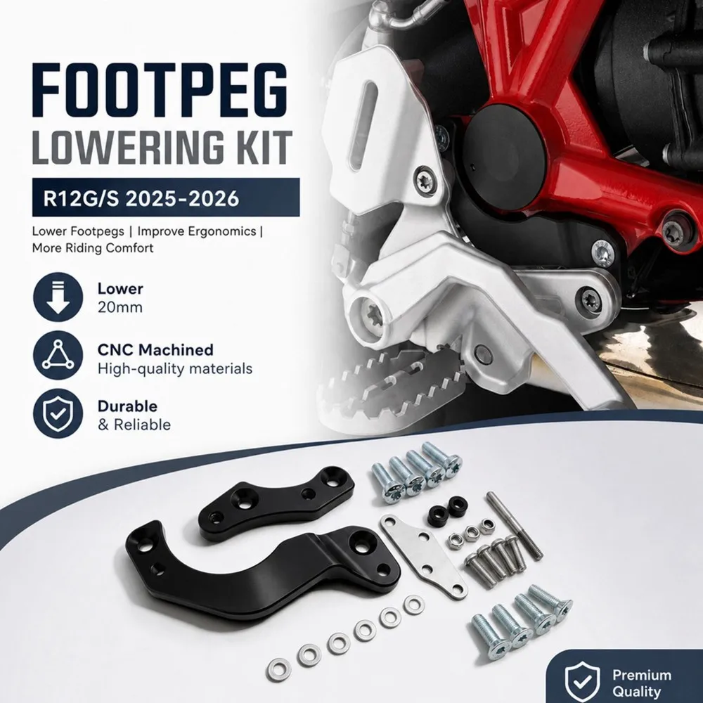 Motorcycle Rider Footpeg Lowering Kit Foot Peg Lowering Brackets For BMW R12 G/S R12G/S R12GS 2025-2026