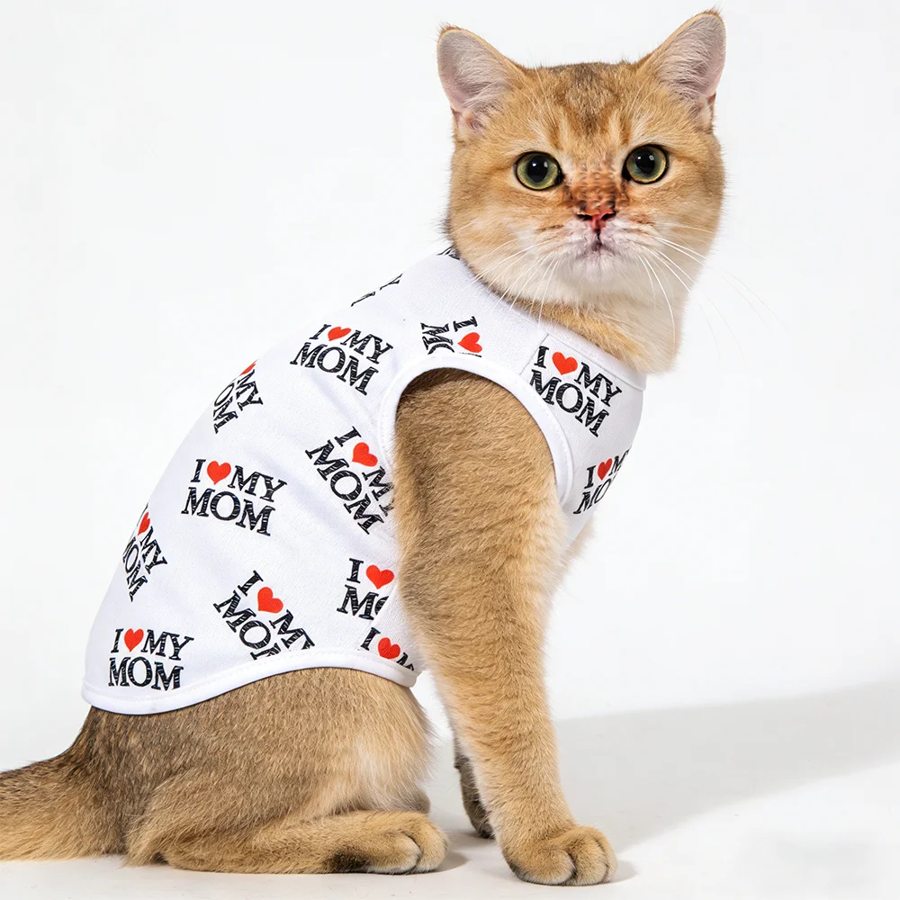 Weiche Haustier-Katzenkleidung für den Sommer, atmungsaktives Haustier-Shirt, Weste, leichter, süßer Pullover mit Buchstaben-Aufdruck für Katzen, Welpen-Outfits – Detail 8