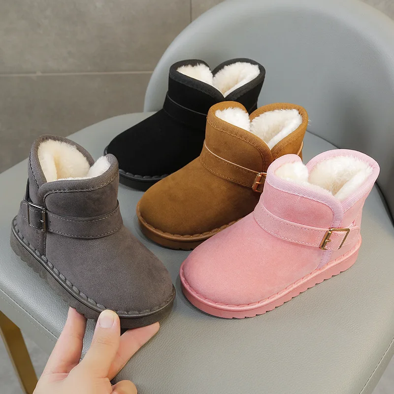 New Boy Girl Winter Fleece-lined Thick Snow Boots Kids Children Non-slip Soft Sole Cotton Shoes Warm High-top Casual Boots Baby