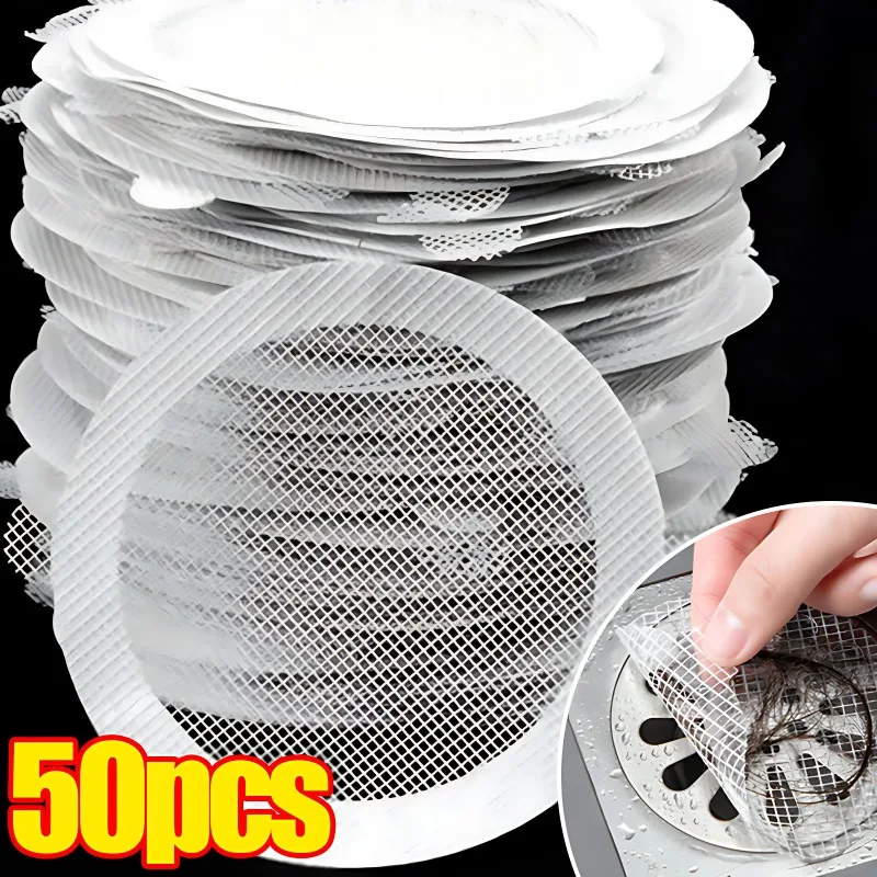 50/1 stücke Einweg-Dusch ablauf Haar fänger Abdeckung Bad Kanal Waschbecken Abfluss Haar Sieb Stopper Badewannen Mesh Filter Aufkleber