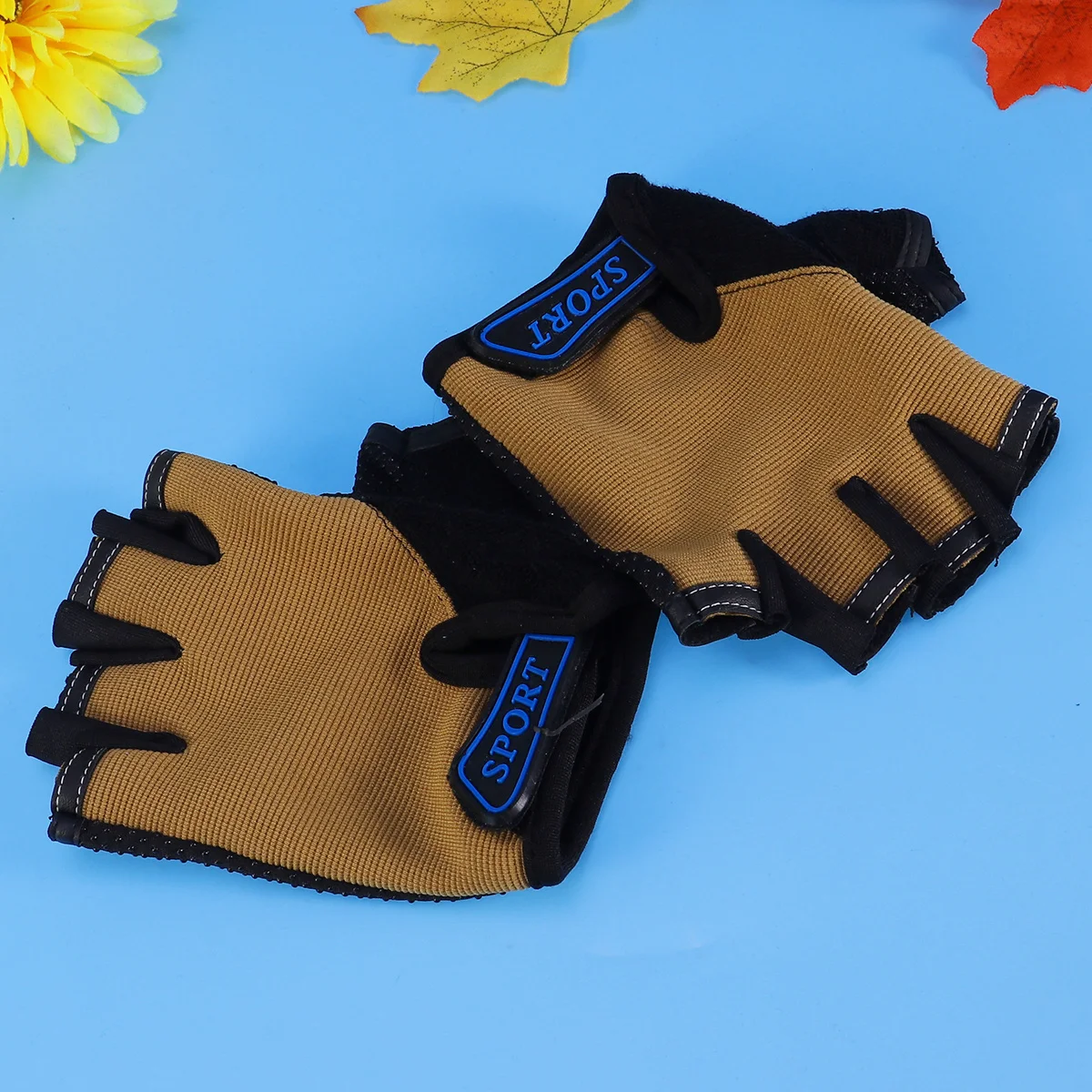 

1 Pair Kids Cycling Gloves Half Finger Anti-Skid Durable Sports Gloves For Children Outdoor Mountain Climbing Sand Color