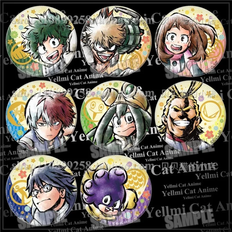 58mm Izuku Midoriya Katsuki Bakugo Ochaco Uraraka Cartoon Brooches Exquisite Creative Enamel Pins for Clothes Jewelry Gift