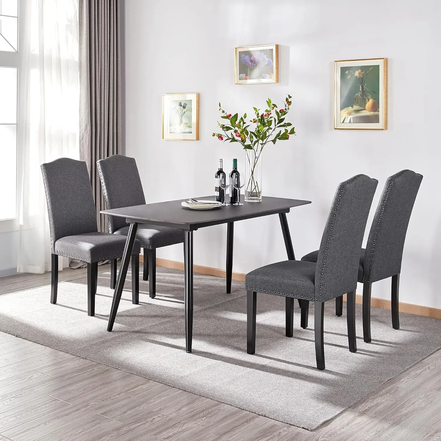 Dining Chairs with Rubber Wood Legs Fabric Upholstered Armless Chairs for Kitchen Dining Room Living Room Hotel Weedin