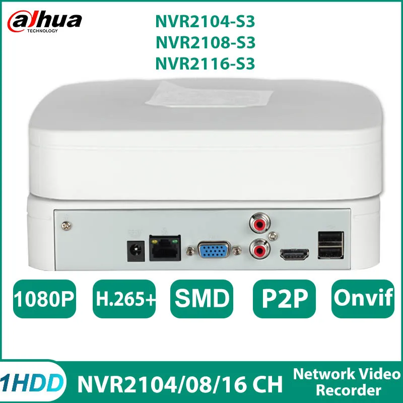 Dahua NVR2104-S3 NVR2108-S3 NVR2116-S3 1HDD SMD plus Onvif Perimeter protectio Network Recorder 4/8/16 Channels P2P Camera CCTV