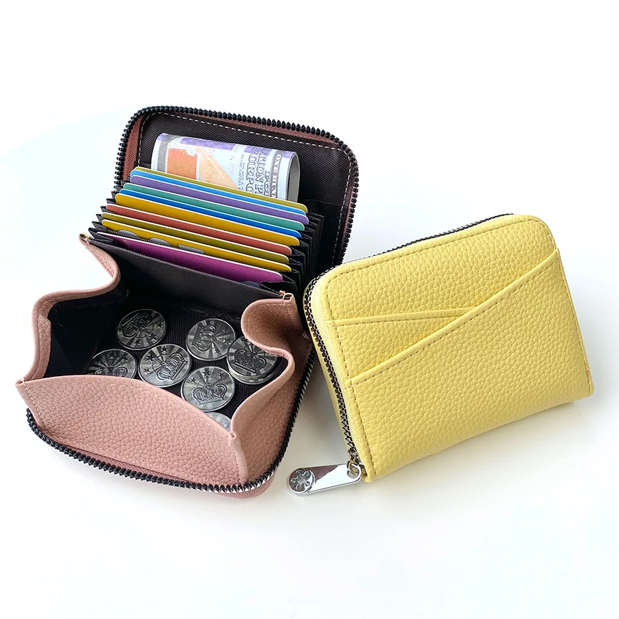 Women PU Leather Mini Wallet Zip Around Card Holder with Coin Pocket and Front Slot Ladies Casual Daily Small Clutch Purse