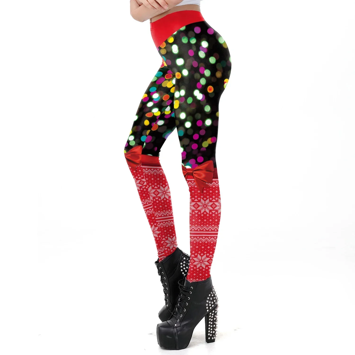 Leggings de Noël taille moyenne pour filles, pantalons rayés sexy, collants élastiques Cosplay FJHoliday Party