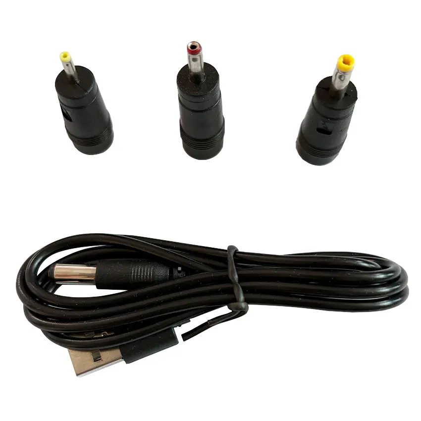 1PCS Universal Power Cable USB to DC 5.5 * 2.1mm Jack 5V Charging Cord with 3/8 Selectable Connector Tips