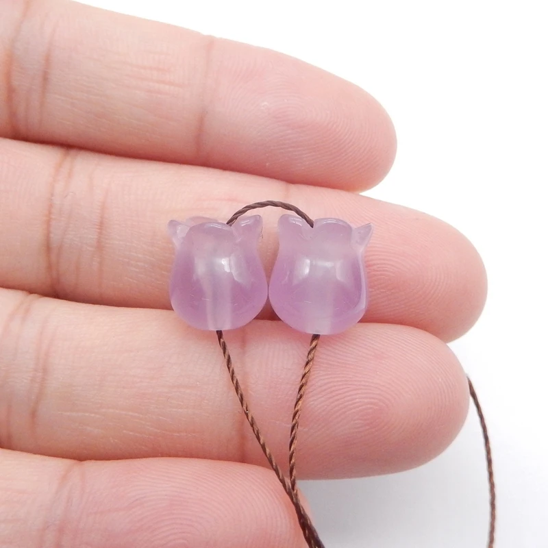 

Натуральный камень, фиолетовый агат, серьги ручной работы с цветком, бусины 10x9 мм, модные очаровательные ювелирные аксессуары для женщин, 2,5 г