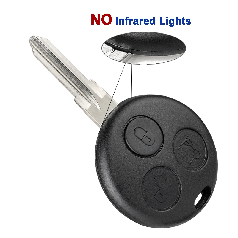 KEYECU NO / with 2 Infrared Lights 433Mhz Remote Key for Smart Fortwo Forfour Roadster City Coupe Crossblade Passion